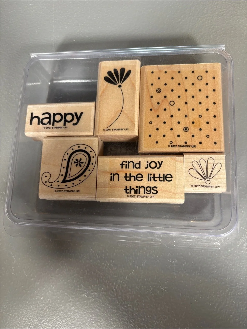 Stampin’ Up! Polka Dots & Paisley 2007 Wood Mount Rubber Stamp Set of 6